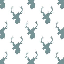 Little Stag Silhouette in Rainy Blue on White