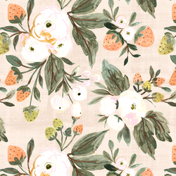 Strawberry Floral Clusters in Vintage Blush