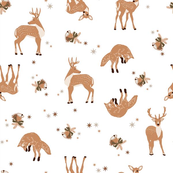 Deer and Fox in White