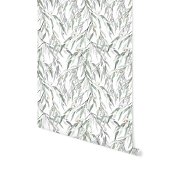 Watercolor Leaves in White