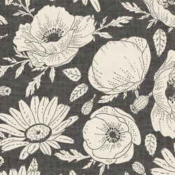 Large Floral Silhouette in Coal