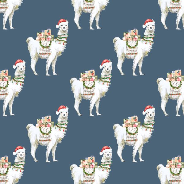 Little Festive Llama in Winter Sky