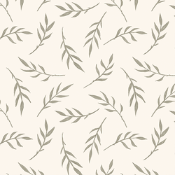 Leaves in Olive on Cream