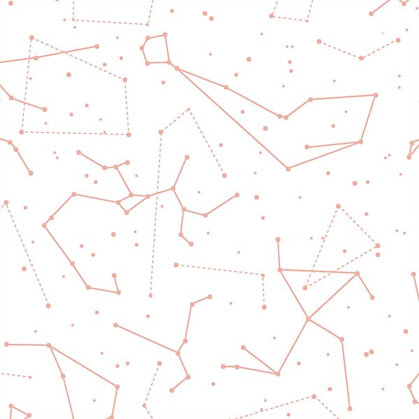 Star Charts in Peony on White