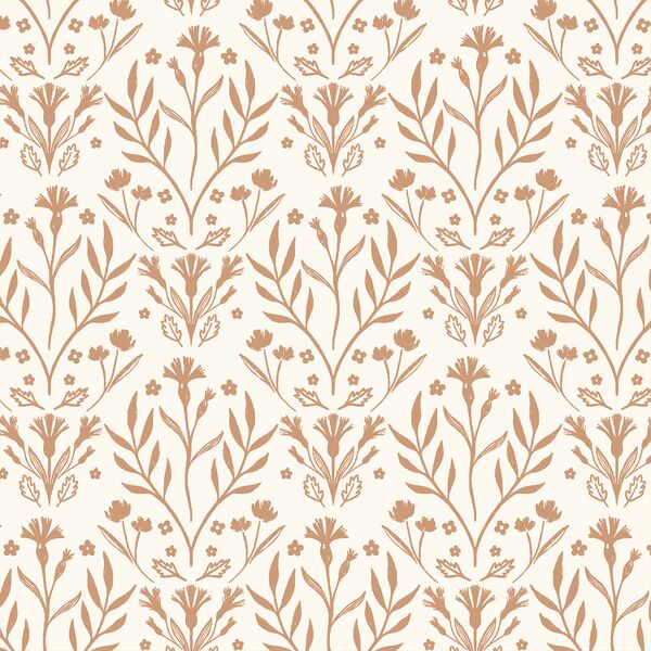 Floral Wilderness in Light Mahogany on Cream