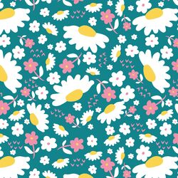Daisies in Rose and Teal