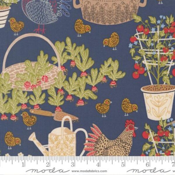 Chicken Garden in Denim