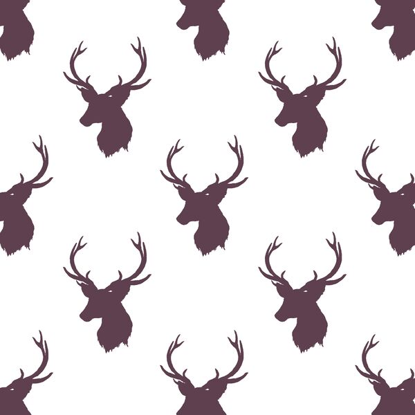 Little Stag Silhouette in Eggplant on White
