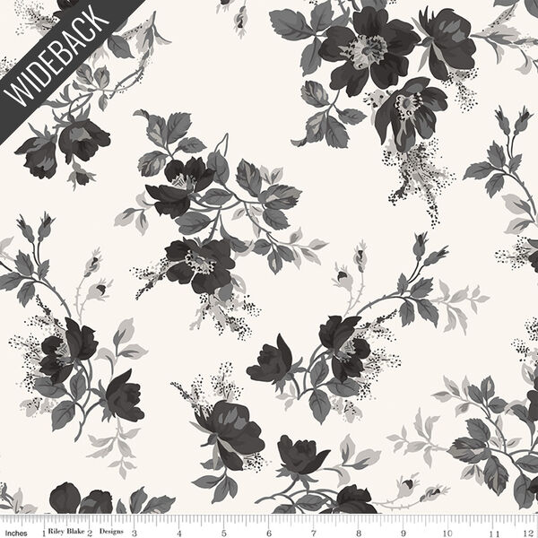 Large Floral Wideback in Ivory