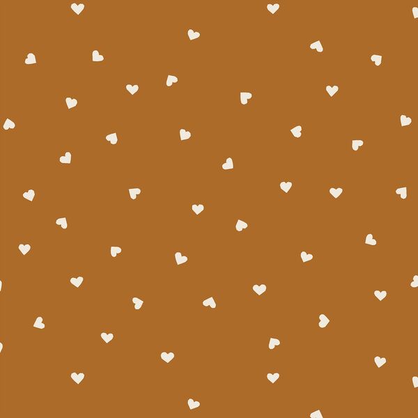Tiny Hearts in Egret on Boho Brown