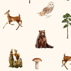 Large Wild Fauna in Cream