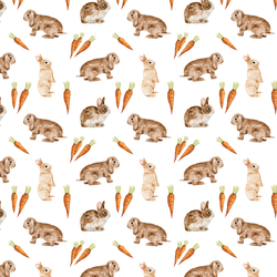 Little Bunnies and Carrots in White