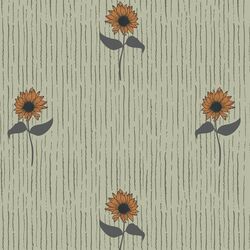 Golden Blooms in Moss Green