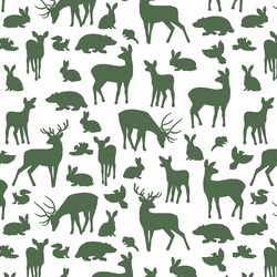 Forest Friends in Kale on White