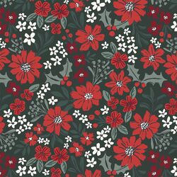 Large Christmas Floral in Deep Forest Green