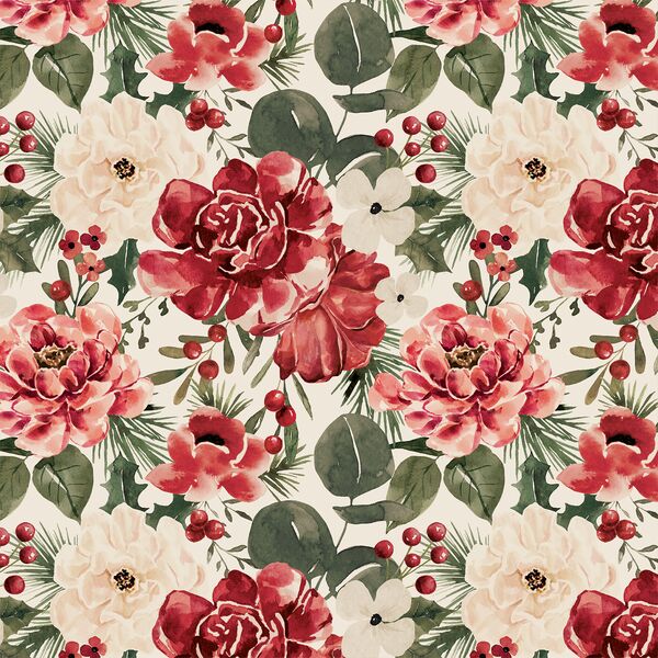 Christmas Floral in Cream