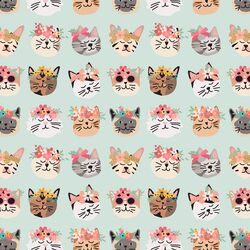 Flower Cats in Mint