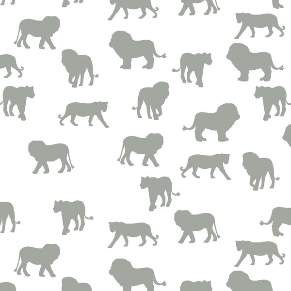 Lion Silhouette in Sage on White