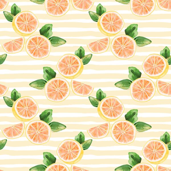 Citrus Slices in Lemon Chiffon Stripe