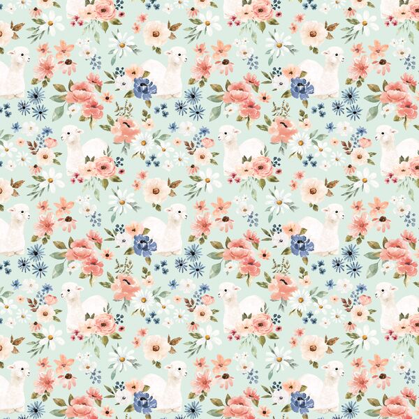 Little Blooming Llamas in Airy Blue