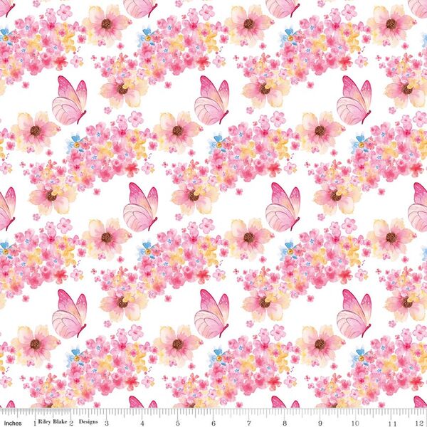 Butterfly Floral in White