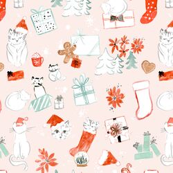 Cats and Presents in Light Blush