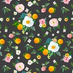 Large Orange Blossoms in Onyx