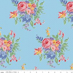 Floral Pindot in Blue