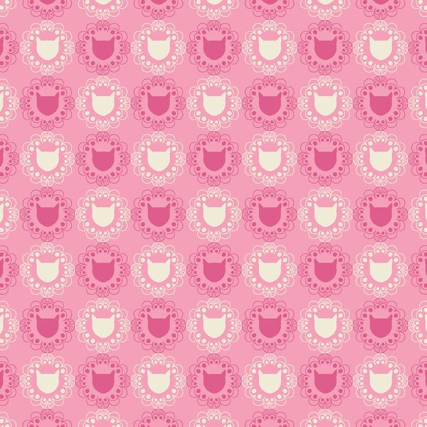 Tiled Cats in Tulip Pink