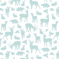 Forest Friends in Glacier Blue on White