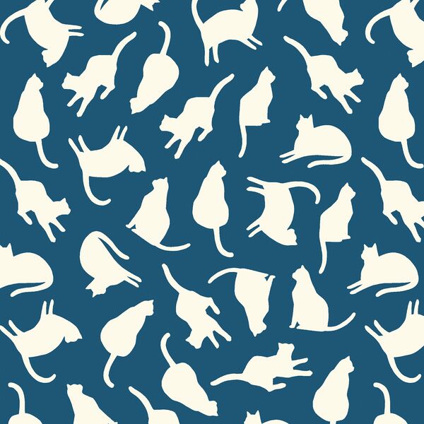 Silhouette Cats in Ink Blue
