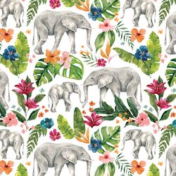 Blooming Elephants in White