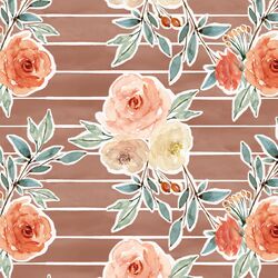 Ardent Floral Stripe in Hot Chocolate Wash