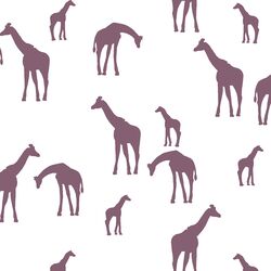 Giraffe Silhouette in Mulberry on White