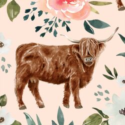 Large Highland Cow in Light Pink