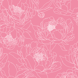 Large Sketched Garden in Peony Pink
