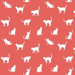 Cat Silhouette in Salmon