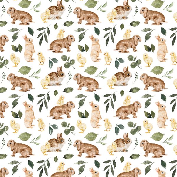 Little Bunnies and Chicks in Greenery
