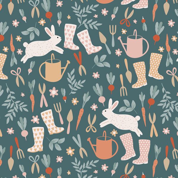 A Morning in the Garden in Vintage Teal