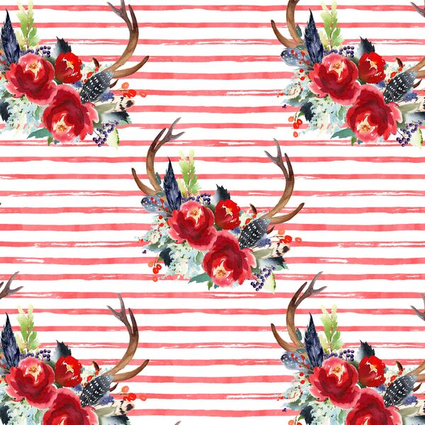 Small Boho Winter Horns in Peppermint Stripe