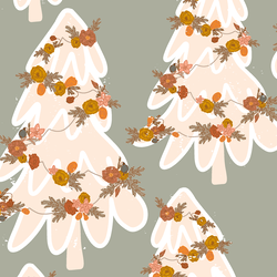 Floral Christmas Tree in Pine Green