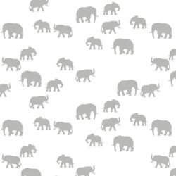 Elephant Silhouette in Pebble on White