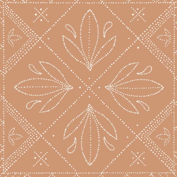 Large Dotted Tile in Cream on Tawny