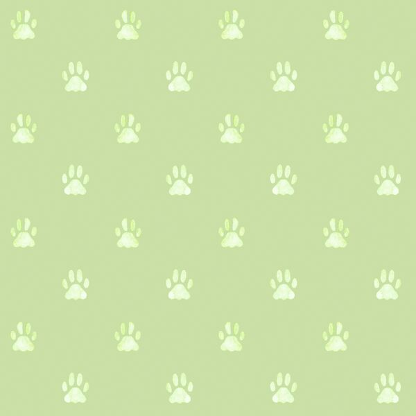 Watercolor Paw Prints in Spring Green