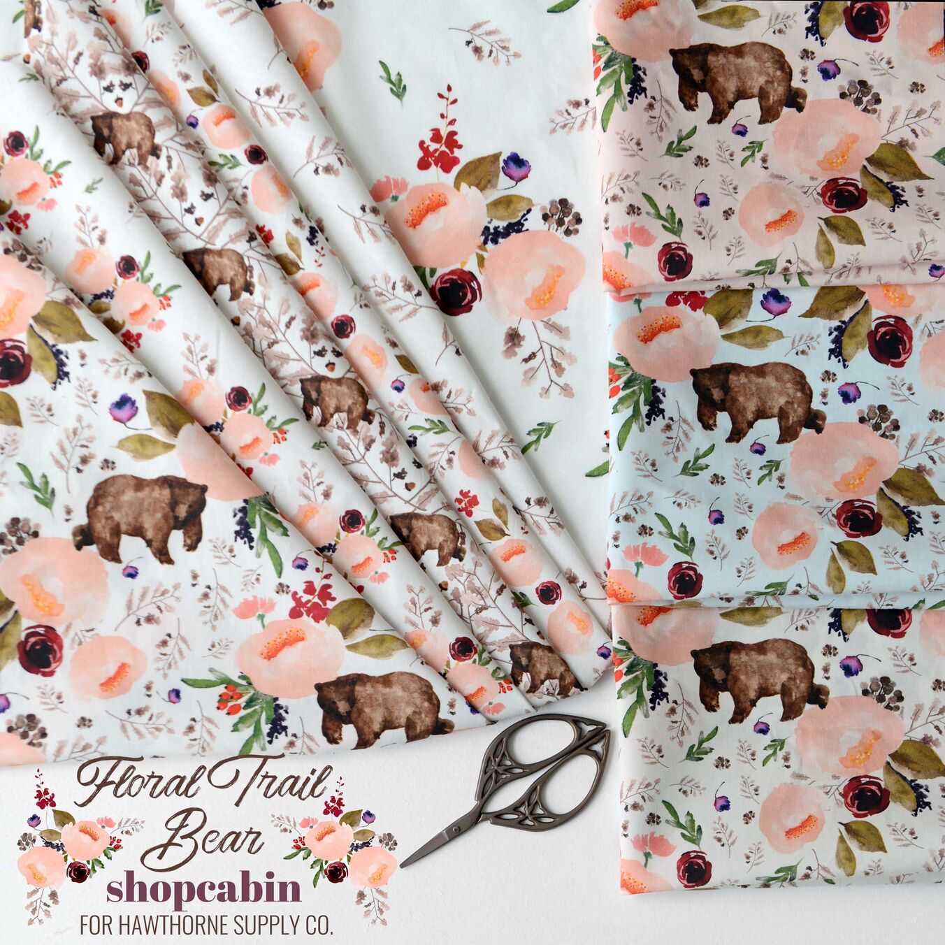 Floral Trail Bear Poster Image