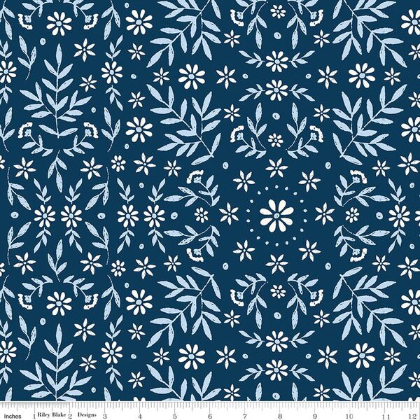 Ditsy Floral in Oxford Blue