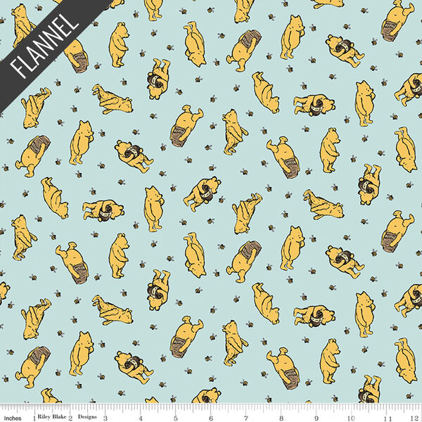 Winnie the Pooh Toss Flannel in Blue