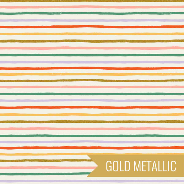 Festive Stripe in Cream Metallic