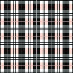 Plaid in Raven and Pink on White