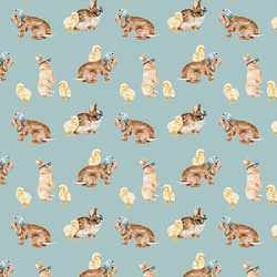 Little Cool Bunnies and Chicks in Light Blue